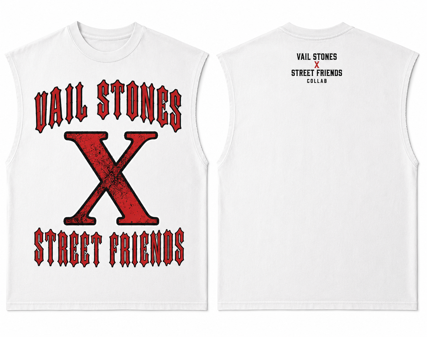 Vail Stones X Street Friends Cut Sleeves Tee (White)