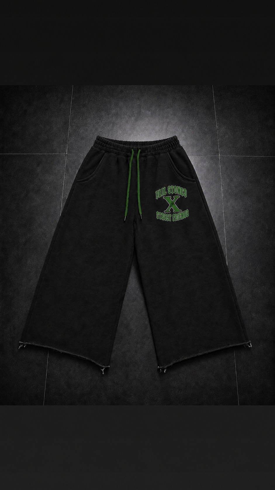 Vail Stones ❌ Street Friends Black/Green 3/4 Sweatpants