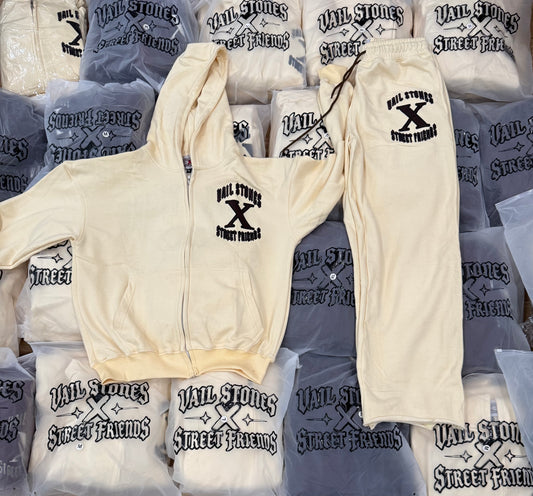 Vail Stones ❌ Street Friends cream & chocolate brown Sweatsuit