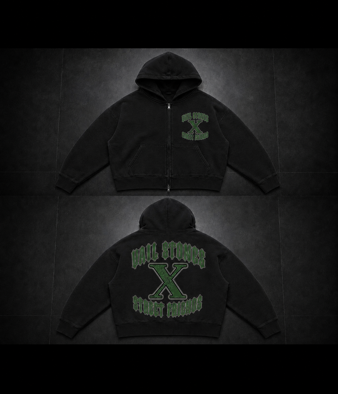 Vail Stones ❌ Street Friends Black & Green Sweater