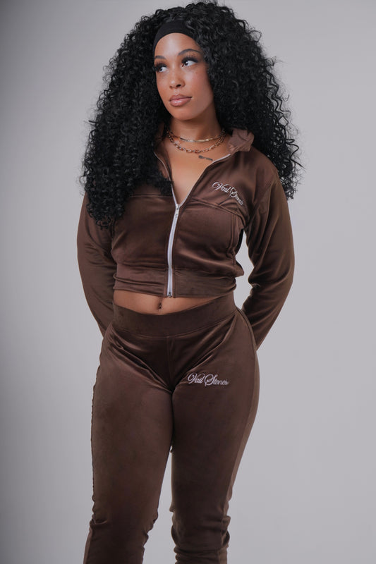 Velour VS Cropped Set (Brown)