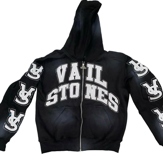 VS RHINESTONES ZIPPED HOODIE